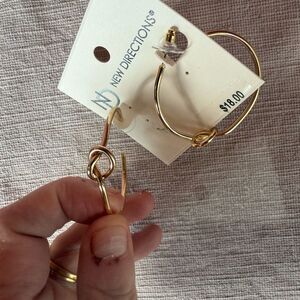 NWT New Directions Hoop Earrings Gold Tone Knot Originally $18